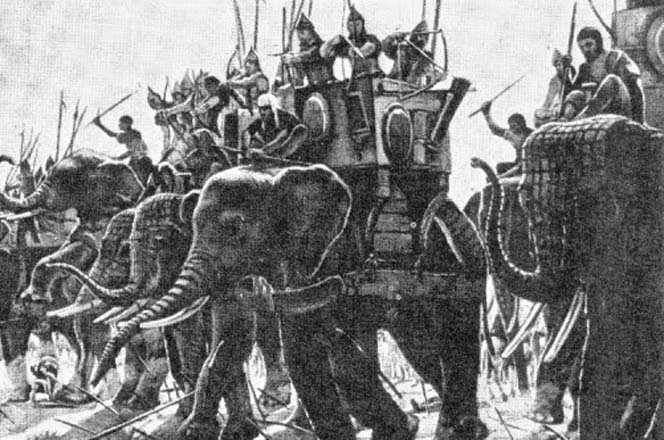 Pasukan gajah telah dipakai dalam pertempuran di Minangkabau. Pada tahun 1663, Groenewegen menjadi saksi sejarah tentang penggunaan pasukan gajah ini